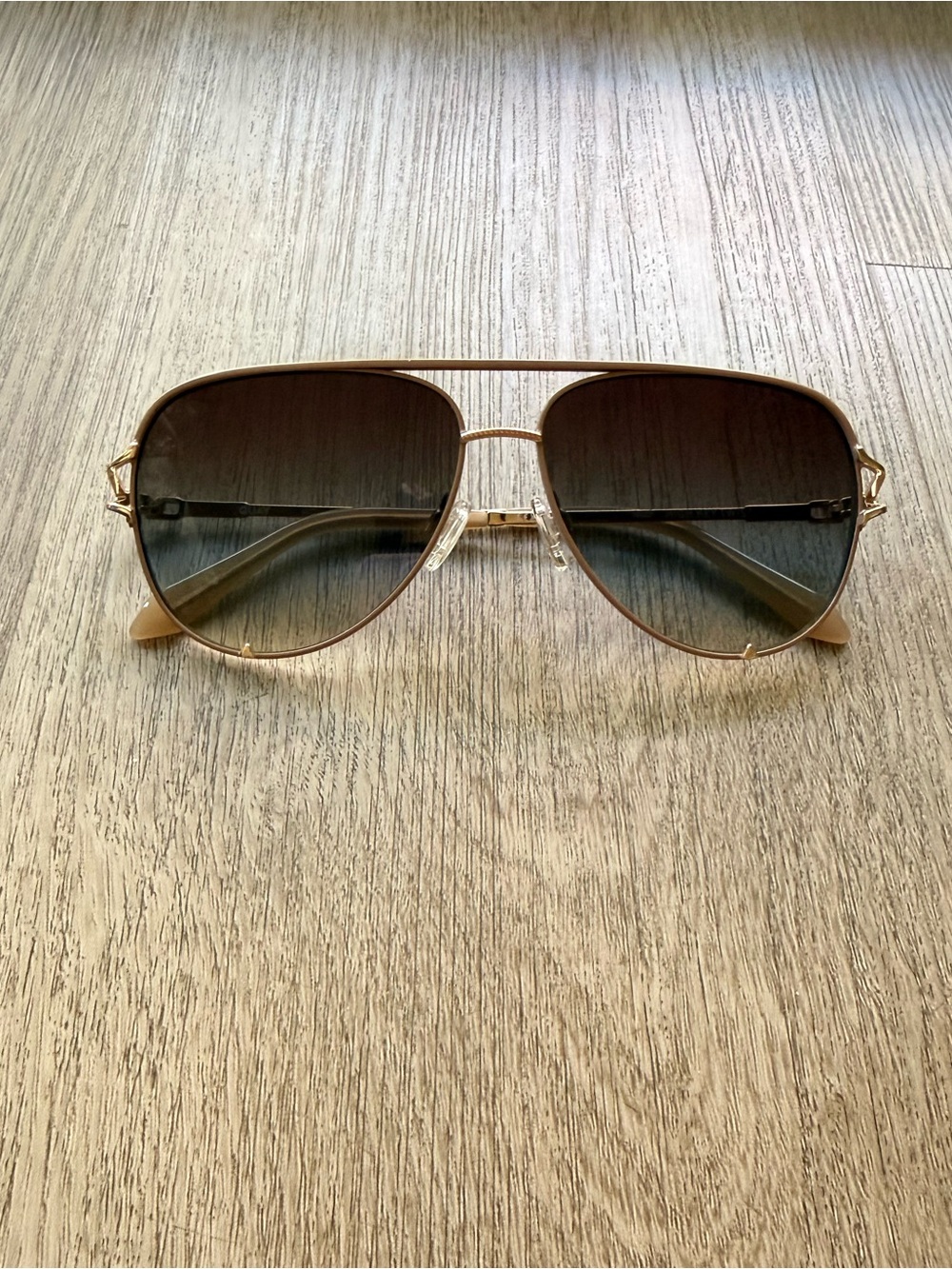 quay australia high key twist gold tan metal aviator sunglasses eyewear NEW
